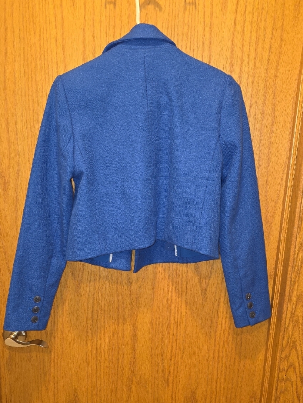 Maeve By Anthropologie Royal Blue Cropped Double-Breasted Blazer - Picture 4 of 4